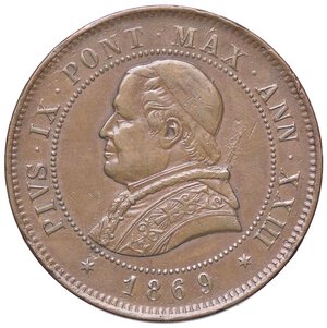 obverse: ZECCHE ITALIANE - ROMA - Pio IX (1866-1870) - 4 Soldi 1869 A. XXIII Pag. 595; Mont. 404  CU  Colpetto. BB+