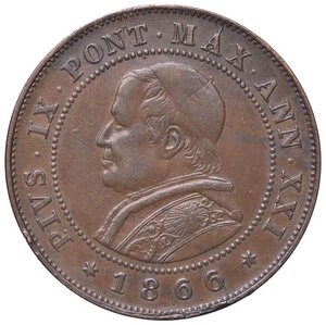 obverse: ZECCHE ITALIANE - ROMA - Pio IX (1866-1870) - 2 Soldi 1866 A. XXI Pag. 598a; Mont. 407  CU. BB+