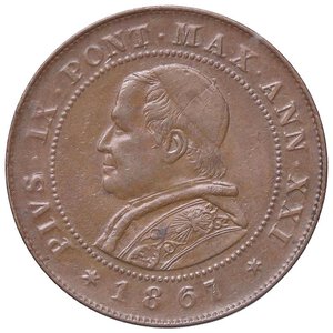 obverse: ZECCHE ITALIANE - ROMA - Pio IX (1866-1870) - 2 Soldi 1867 A. XXI Pag. 599; Mont. 408  CU. BB+