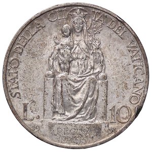 reverse: ZECCHE ITALIANE - ROMA - Pio XI (1922-1939) - 10 Lire 1934 Pag. 627; Mont. 436  AG. SPL