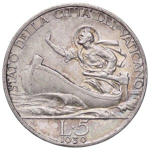 reverse: ZECCHE ITALIANE - ROMA - Pio XI (1922-1939) - 5 Lire 1930 Pag. 633; Mont. 441  AG. bello SPL