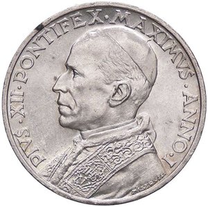 obverse: ZECCHE ITALIANE - ROMA - Pio XII (1939-1958) - 5 Lire 1939 A. I Pag. 754; Mont. 557  AG  Macchiolina al bordo. qFDC/FDC