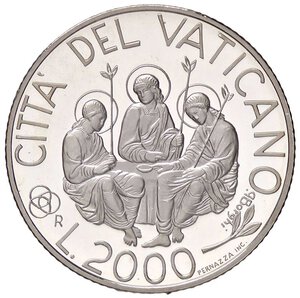 reverse: ZECCHE ITALIANE - ROMA - Giovanni Paolo II (1978-2005) - 2.000 Lire 2000 - Anno Santo Mont. 33 R AG Senza confezione. FS