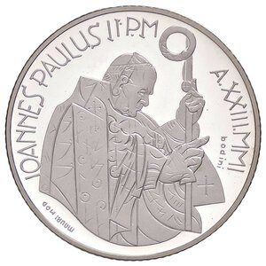 obverse: ZECCHE ITALIANE - ROMA - Giovanni Paolo II (1978-2005) - 2.000 Lire 2001 - Dialogo tra le Culture Mont. 37 bis  AG Senza confezione. FS