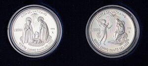 reverse: ZECCHE ITALIANE - ROMA - Giovanni Paolo II (1978-2005) - Dittico 1995 - Annunciazione e Natività Mont. 10  AG In confezione. FS