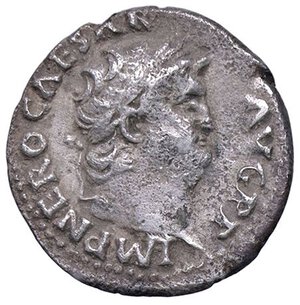 obverse: ROMANE IMPERIALI - Nerone (54-68) - Denario   (AG g. 3,22) Metallo poroso. BB/qBB