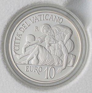 reverse: ZECCHE ITALIANE - ROMA - Francesco (2013) - 10 Euro 2013 A. I   AG In confezione. FS