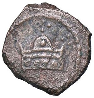 obverse: ZECCHE ITALIANE - SALERNO - Ruggero II (1127-1154) - Follaro Cap.135; MIR 628 NC (AE g. 1,19). BB