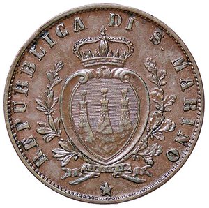 obverse: ZECCHE ITALIANE - SAN MARINO - Vecchia monetazione  - 5 Centesimi 1894 Pag. 379; Mont. 12  CU. bello SPL