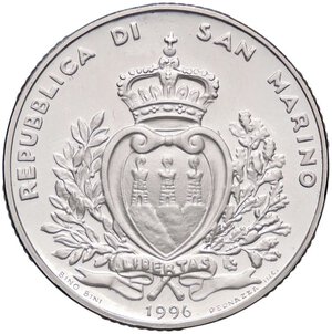 obverse: ZECCHE ITALIANE - SAN MARINO - Nuova monetazione (1972) - 10.000 Lire 1996 - Verso il Duemila   AG. FS