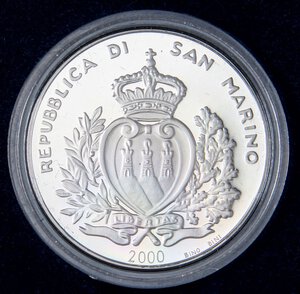 obverse: ZECCHE ITALIANE - SAN MARINO - Nuova monetazione (1972) - 10.000 Lire 2000 - 1700 anni dalla fondazione   AG In confezione. FS