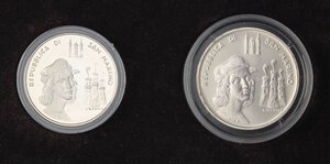 obverse: ZECCHE ITALIANE - SAN MARINO - Nuova monetazione (1972) - Dittico 1983 - Raffaello   AG In confezione. FDC