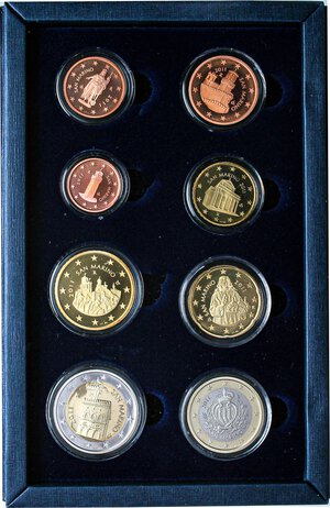 obverse: ZECCHE ITALIANE - SAN MARINO - Monetazione Euro  - Serie 2011    Confezione da 8 pezzi. FS