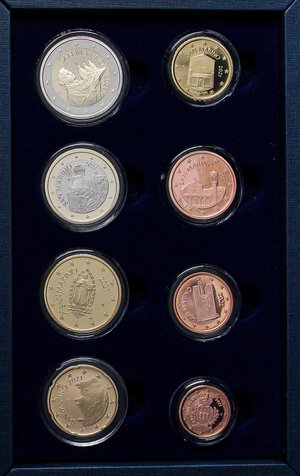 obverse: ZECCHE ITALIANE - SAN MARINO - Monetazione Euro  - Serie 2021    Confezione da 10 pezzi. FS