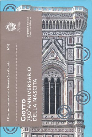 obverse: ZECCHE ITALIANE - SAN MARINO - Monetazione Euro  - 2 Euro 2017 - Giotto   NI In confezione. FDC