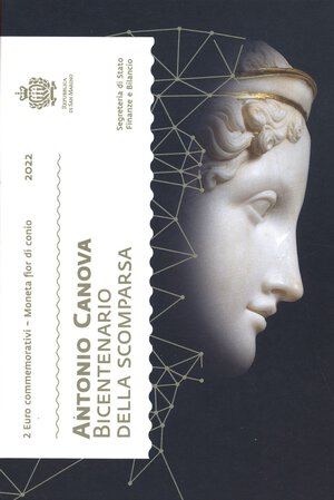 obverse: ZECCHE ITALIANE - SAN MARINO - Monetazione Euro  - 2 Euro 2022 - Canova   NI In confezione. FDC