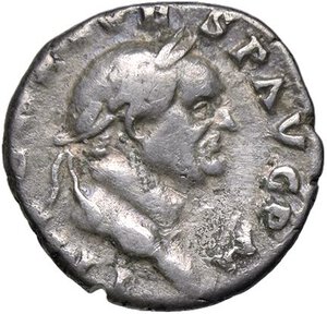 obverse: ROMANE IMPERIALI - Vespasiano (69-79) - Denario C. 43; RIC 30  (AG g. 3). qBB