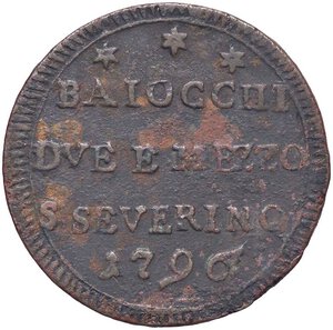 reverse: ZECCHE ITALIANE - SAN SEVERINO - Pio VI (1775-1799) - Sampietrino 1796   CU. BB