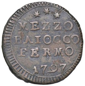 reverse: ZECCHE ITALIANE - SAN SEVERINO - Pio VI (1775-1799) - Sampietrino 1797  R CU. BB