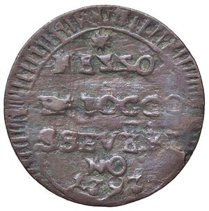 reverse: ZECCHE ITALIANE - SAN SEVERINO - Pio VI (1775-1799) - Mezzo baiocco 1797 A. XXIII Ser. 1022; Munt. 413  CU Ridotto. qBB