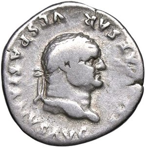 obverse: ROMANE IMPERIALI - Vespasiano (69-79) - Denario C. 222; RIC 124a  (AG g. 3,32). meglio di MB