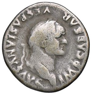 obverse: ROMANE IMPERIALI - Vespasiano (69-79) - Denario   (AG g. 3,21). MB