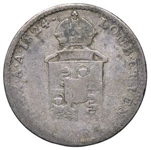 reverse: ZECCHE ITALIANE - VENEZIA - Francesco I d Asburgo-Lorena (1815-1835) - Quarto di lira austriaca 1824 Pag. 82; Mont. 132 R AG. MB