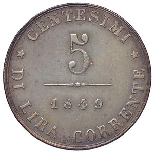 reverse: ZECCHE ITALIANE - VENEZIA - Governo Provvisorio (1848-1849) - 5 Centesimi 1849 Pag. 184; Mont. 94  CU. qSPL