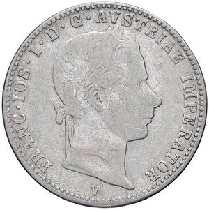 obverse: ZECCHE ITALIANE - VENEZIA - Francesco Giuseppe I d Asburgo-Lorena (1848-1866) - Quarto di fiorino 1857 Pag. 235; Mont. 279 RR AG. MB+/qBB