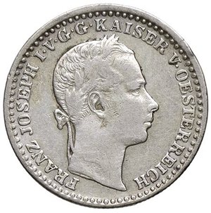 obverse: ZECCHE ITALIANE - VENEZIA - Francesco Giuseppe I d Asburgo-Lorena (1848-1866) - 10 Kreuzer 1859 Pag. 247; Mont. 292 R AG  Colpetto. qBB/BB