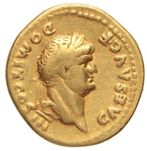 obverse: ROMANE IMPERIALI - Domiziano (81-96) - Aureo C. 374 (40 Fr.); RIC 787  (AU g. 7,15). qBB