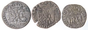 reverse: SAVOIA - Emanuele Filiberto (1553-1580) - Quarto di grosso MIR 545 NC (MI g. 0,66)Assieme a C. E. II soldo e V. A. III soldo 1783 - Lotto di 3 monete. med. MB