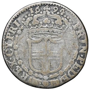 reverse: SAVOIA - Vittorio Amedeo II (secondo periodo, 1680-1730) - 15 Soldi 1694 MIR 866c NC (MI g. 6,32). qBB