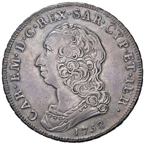 obverse: SAVOIA - Carlo Emanuele III (1730-1773) - Scudo 1758 CNI 155; Mont. 167 R AG. BB+