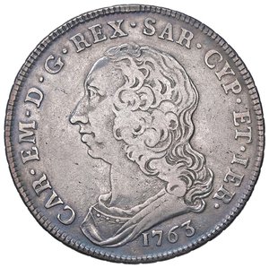 obverse: SAVOIA - Carlo Emanuele III (1730-1773) - Scudo 1763 Mont. 170 R AG. qBB