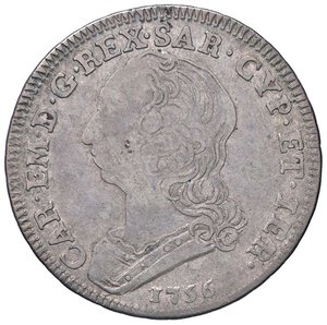 obverse: SAVOIA - Carlo Emanuele III (1730-1773) - Quarto di scudo 1756 Mont. 192  AG. MB/qBB