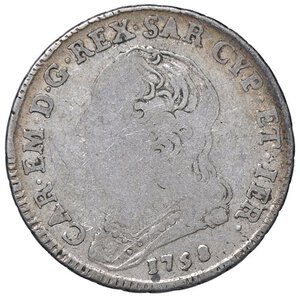 obverse: SAVOIA - Carlo Emanuele III (1730-1773) - Quarto di scudo 1758 Mont. 194 R AG. MB