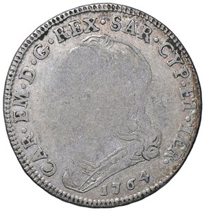 obverse: SAVOIA - Carlo Emanuele III (1730-1773) - Quarto di scudo 1764 Mont. 200  AG. MB