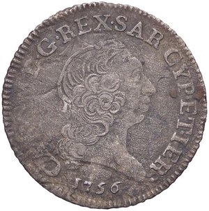 obverse: SAVOIA - Carlo Emanuele III (1730-1773) - 7,6 soldi 1756 Mont. 214  MI. qBB