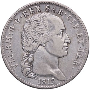 obverse: SAVOIA - Vittorio Emanuele I (1802-1821) - 5 Lire 1819 Pag. 13; Mont. 27 R AG. qBB