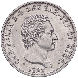 obverse: SAVOIA - Carlo Felice (1821-1831) - 5 Lire 1827 T Pag. 73; Mont. 63  AG. qSPL