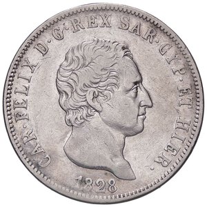 obverse: SAVOIA - Carlo Felice (1821-1831) - 5 Lire 1828 G Pag. 74; Mont. 66  AG. qBB