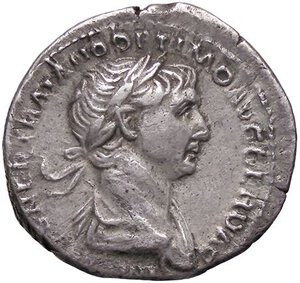 obverse: ROMANE IMPERIALI - Traiano (98-117) - Denario   (AG g. 3,02). bel BB