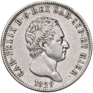 obverse: SAVOIA - Carlo Felice (1821-1831) - 5 Lire 1829 G Pag. 76; Mont. 68  AG  Colpetti. BB