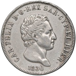 obverse: SAVOIA - Carlo Felice (1821-1831) - 5 Lire 1830 G Pag. 78; Mont. 71  AG  Colpetti diffusi. qBB