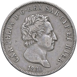 obverse: SAVOIA - Carlo Felice (1821-1831) - 5 Lire 1830 T (L) Pag. 79; Mont. 69  AG. qBB