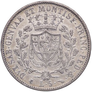 reverse: SAVOIA - Carlo Felice (1821-1831) - 5 Lire 1830 T (P) Pag. 79a; Mont. 70 R AG. qBB/BB