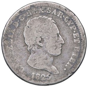 obverse: SAVOIA - Carlo Felice (1821-1831) - 2 Lire 1825 T Pag. 84; Mont. 75  AG. qMB