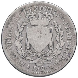 reverse: SAVOIA - Carlo Felice (1821-1831) - 2 Lire 1825 T Pag. 84; Mont. 75  AG. qMB