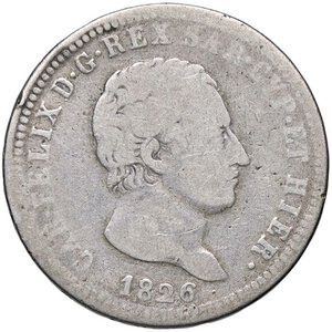 obverse: SAVOIA - Carlo Felice (1821-1831) - 2 Lire 1826 T Pag. 86; Mont. 77 R AG. qMB